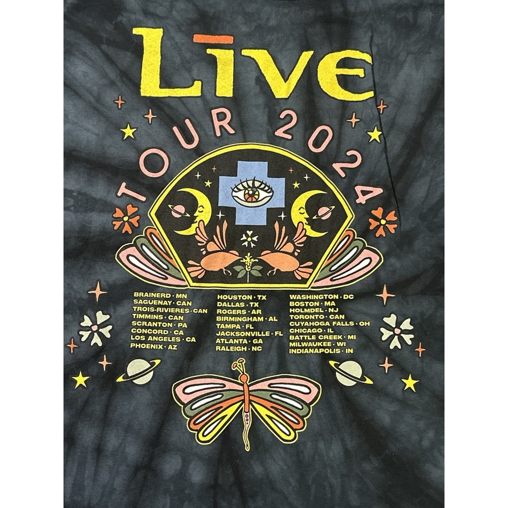 Official Live Tour Shirt 2024 New! Size 2X Vibrant Graphic Tie-Dye! Band Tee !